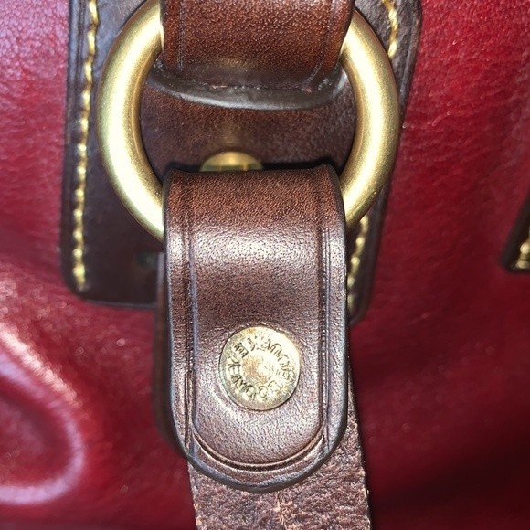 Vintage Dooney & Bourke Toledo Bordeaux Red & Brown Leather Winged Satchel - Picture 8 of 12